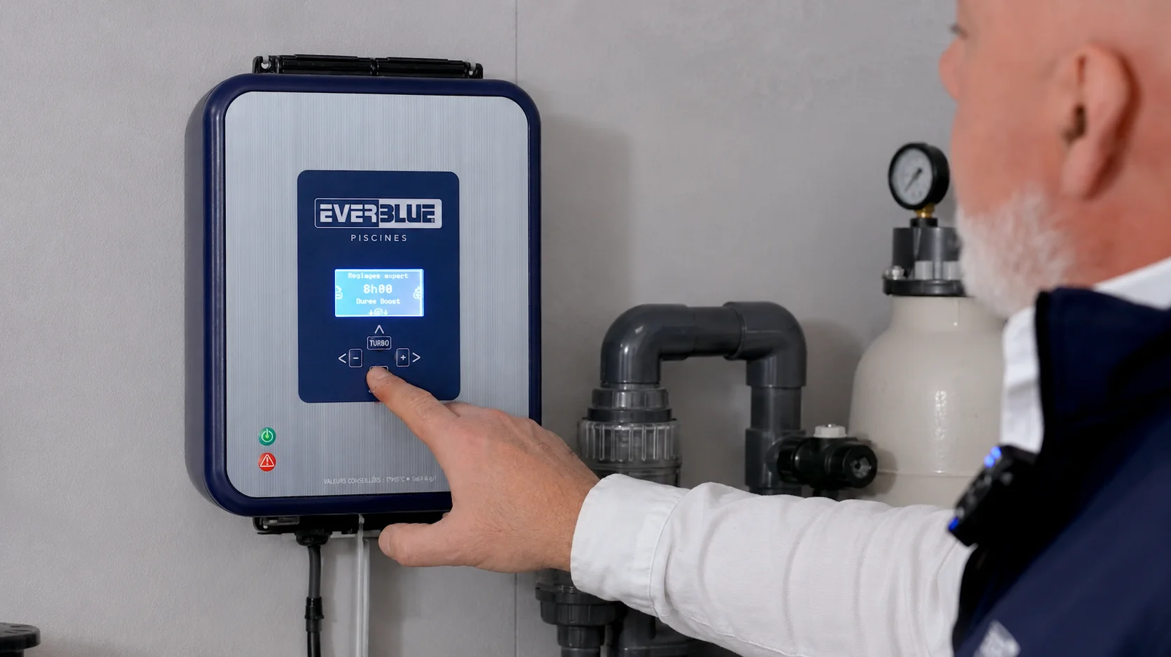 Électrolyseur au sel installé en local technique
