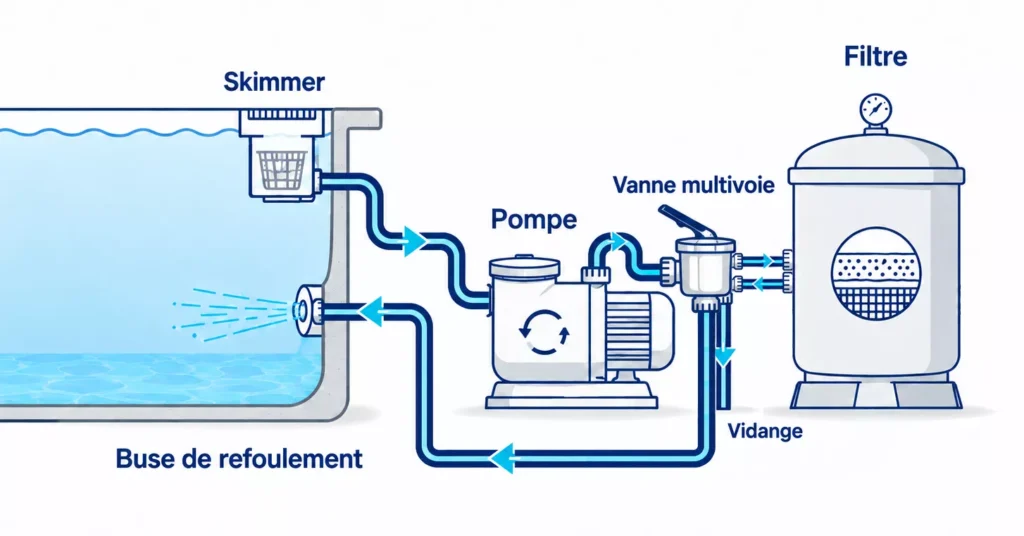 Circuit de filtration d'une piscine